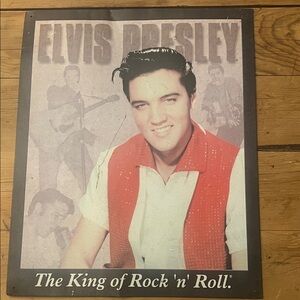 Elvis Presley Retro Portrait Wall Art - Red & White